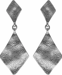 Hultquist Dobbelt Rhombus &oslash;reringe. M&aring;l: 5.6 X 2.2 Cm. Sølv