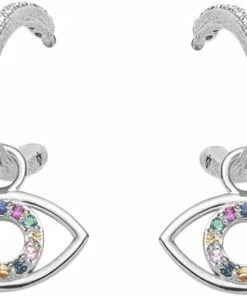 With Love Darling Multi-Zircon Eye Hoops Silver