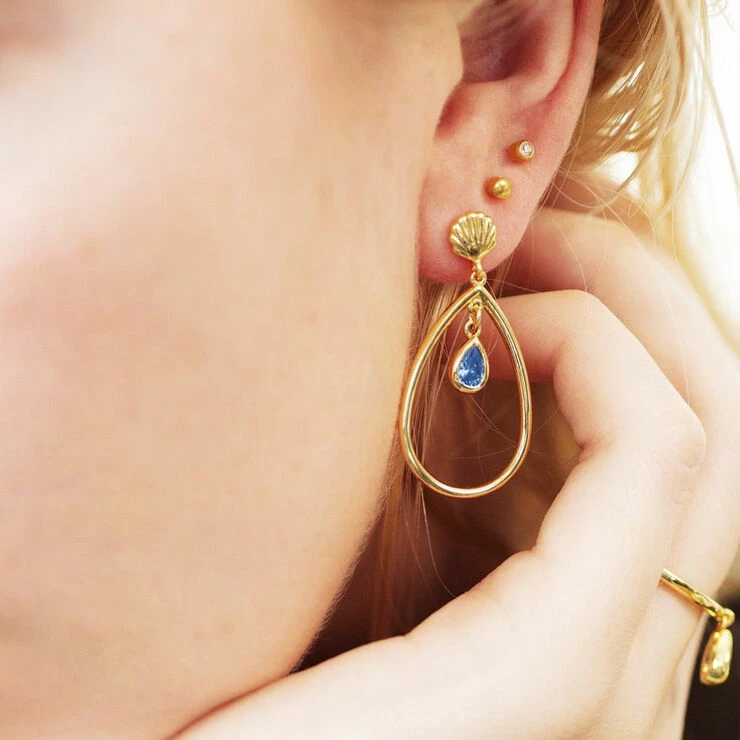 With Love Darling Water Drop Shell Earring Brass - Billede 2