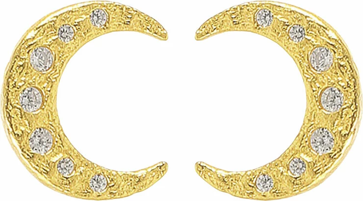 Hultquist White Half Moon Earrings Gold