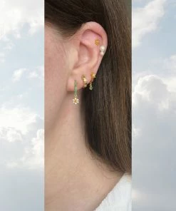 The Earring Shop Flora Huggie Gold