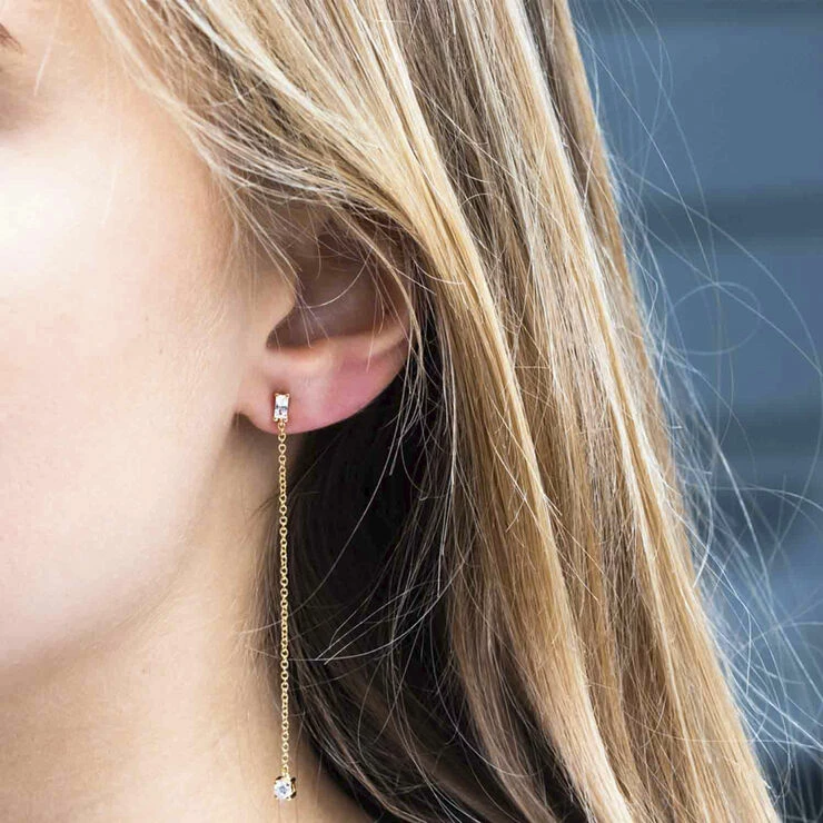 Sif Jakobs Jewellery PRINCESS BAGUETTE LUNGO EARRINGS 18K Gold Plated - Billede 2