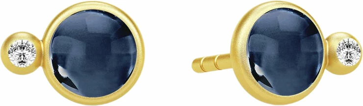 Julie Sandlau Prime Earstuds - Gold/Sapphire Blue Guld