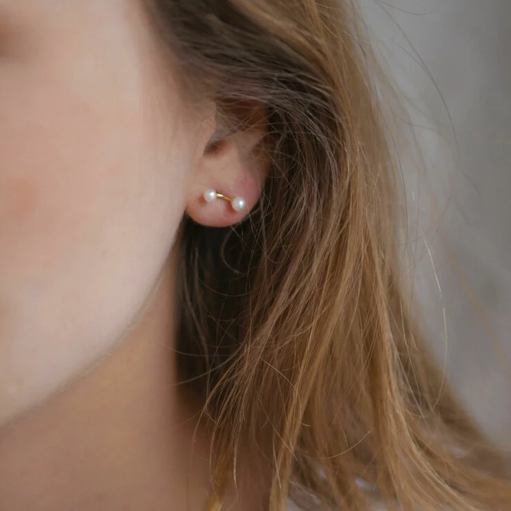 ENAMEL Copenhagen Earring, 2 Pearls 925s/Gp - Billede 2