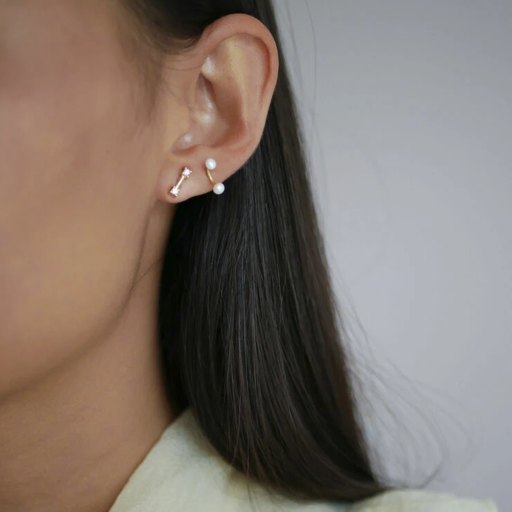 ENAMEL Copenhagen Earring, 2 Pearls 925s/Gp - Billede 3