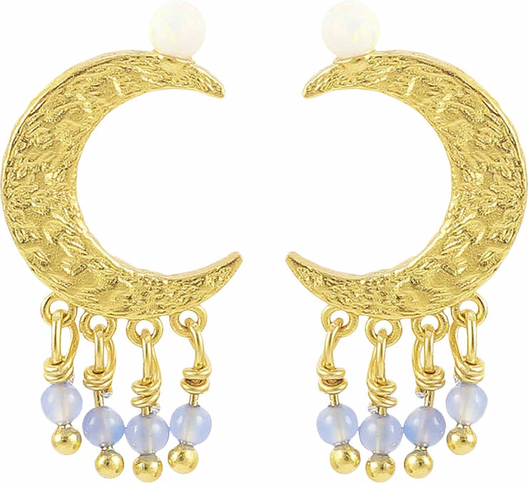 Hultquist Blue Mooon Dust Earrings Gold