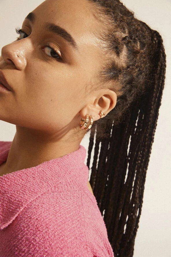 Pilgrim KINDNESS Rustic Hoop Earrings & Cuff Gold-plated - Billede 3