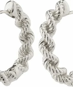 Pilgrim ANNIKA Recycled Robe Chain Hoop Earrings Silver-plated