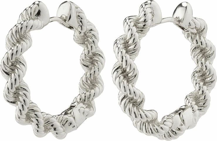 Pilgrim ANNIKA Recycled Robe Chain Hoop Earrings Silver-plated