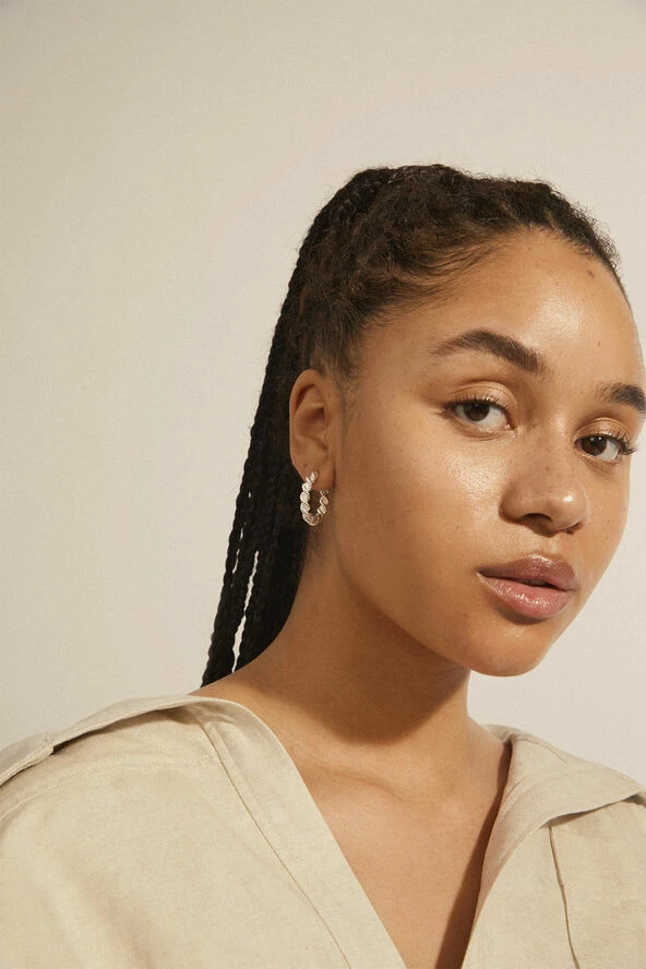 Pilgrim ANNIKA Recycled Robe Chain Hoop Earrings Silver-plated - Billede 2