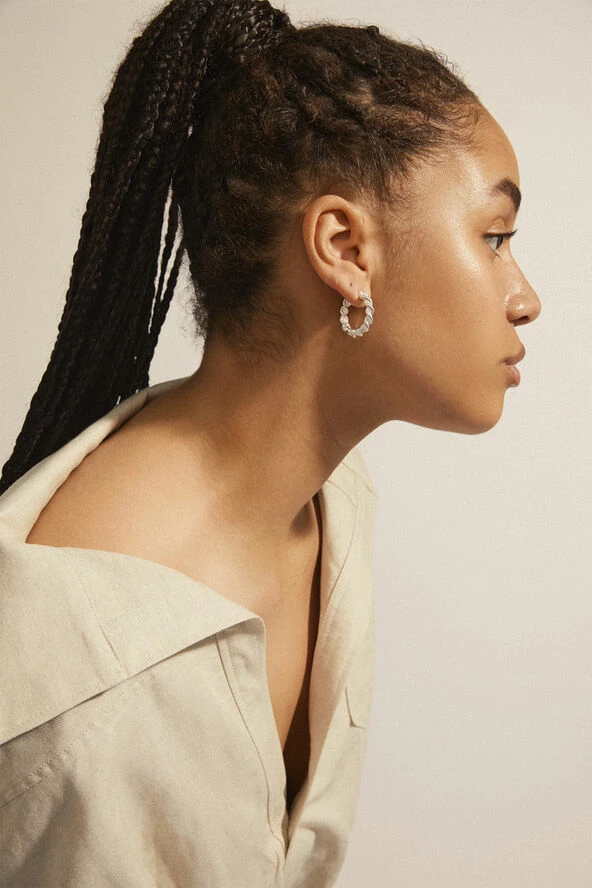 Pilgrim ANNIKA Recycled Robe Chain Hoop Earrings Silver-plated - Billede 3