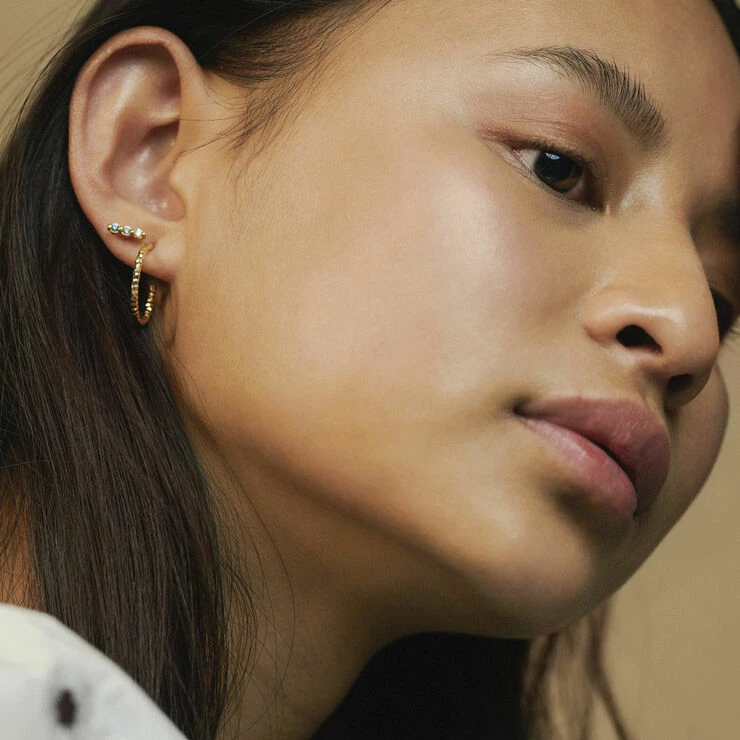 ENAMEL Copenhagen Hoops, Diamond Cut Small 925S/GP - Billede 2