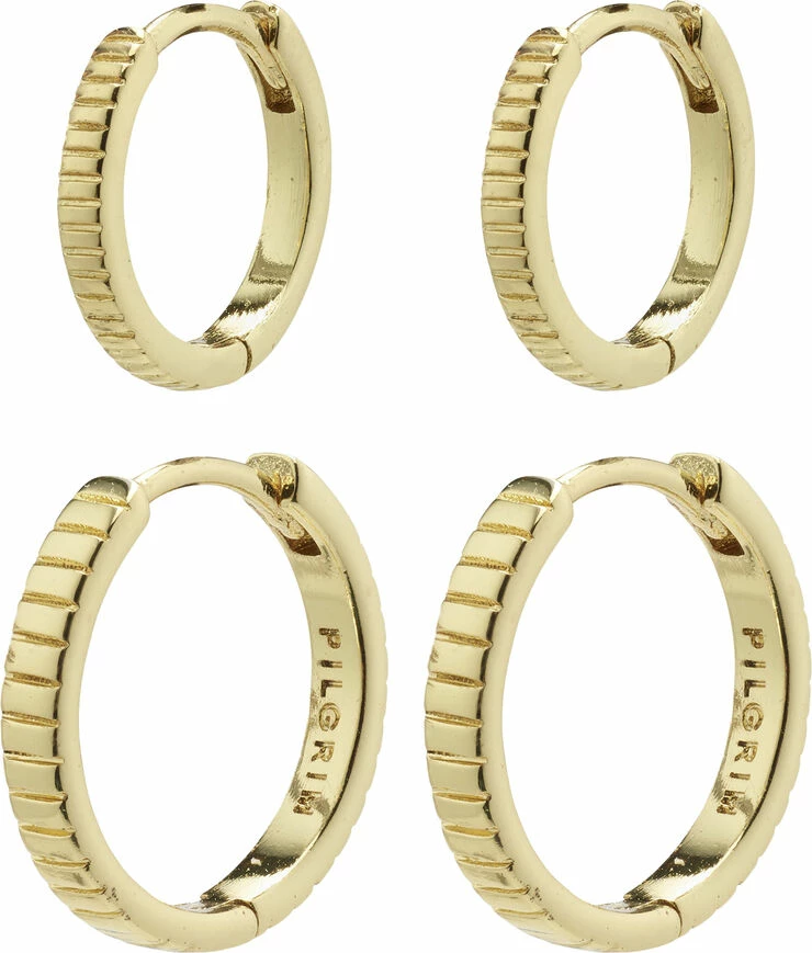 Pilgrim HAPPY Huggie Hoop øreringe 2-i-1 Sæt Guldbelagt