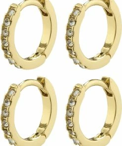 Pilgrim FRIENDS Crystal Huggie Hoops, 2-in-1 Set, Gold-plated