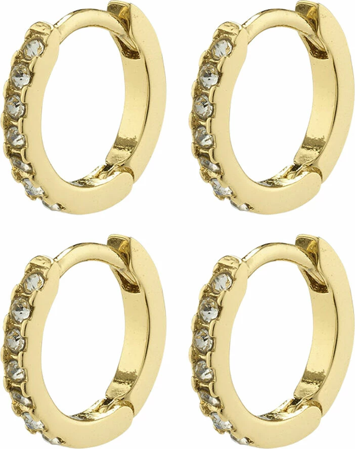 Pilgrim FRIENDS Crystal Huggie Hoops, 2-in-1 Set, Gold-plated