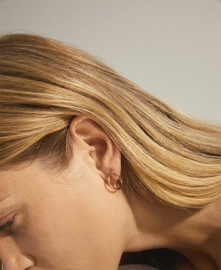 Pilgrim HAPPY Huggie Hoop øreringe 2-i-1 Sæt Guldbelagt - Billede 3