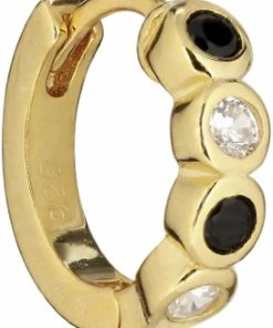 The Earring Shop Ellie Huggie Black/White