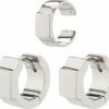 Pilgrim FRIENDS Wide Chunky Hoop Earrings And Cuff, Silver-plated