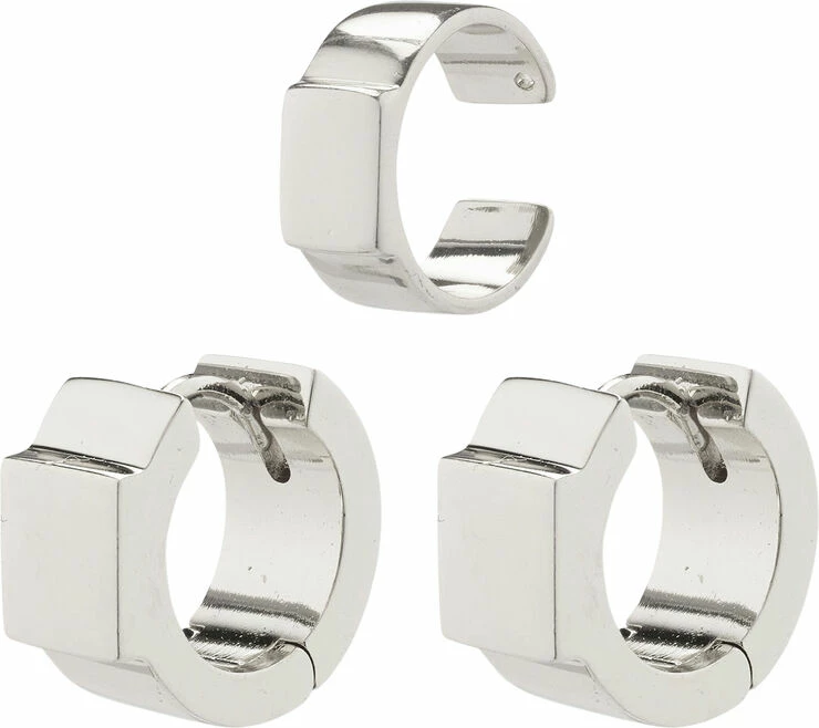 Pilgrim FRIENDS Wide Chunky Hoop Earrings And Cuff, Silver-plated