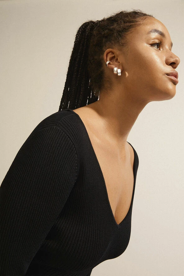 Pilgrim FRIENDS Wide Chunky Hoop Earrings And Cuff, Silver-plated - Billede 2