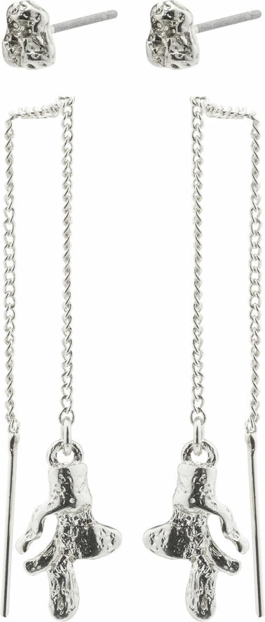 Pilgrim BLOSSOM Recycled Kæde øreringe 2-i-1 Sæt Sølvbelagt