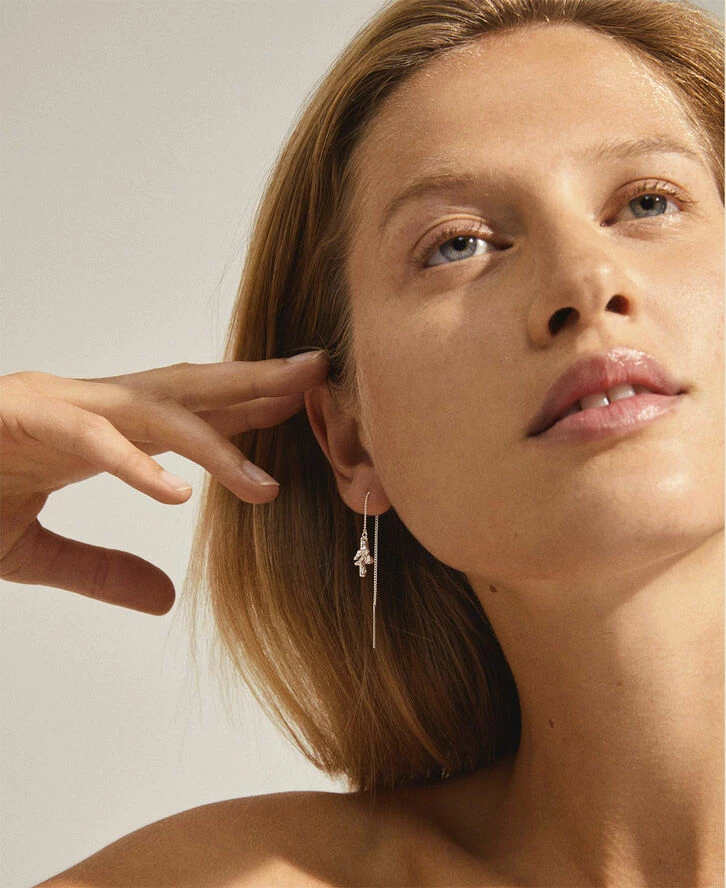 Pilgrim BLOSSOM Recycled Kæde øreringe 2-i-1 Sæt Sølvbelagt - Billede 2