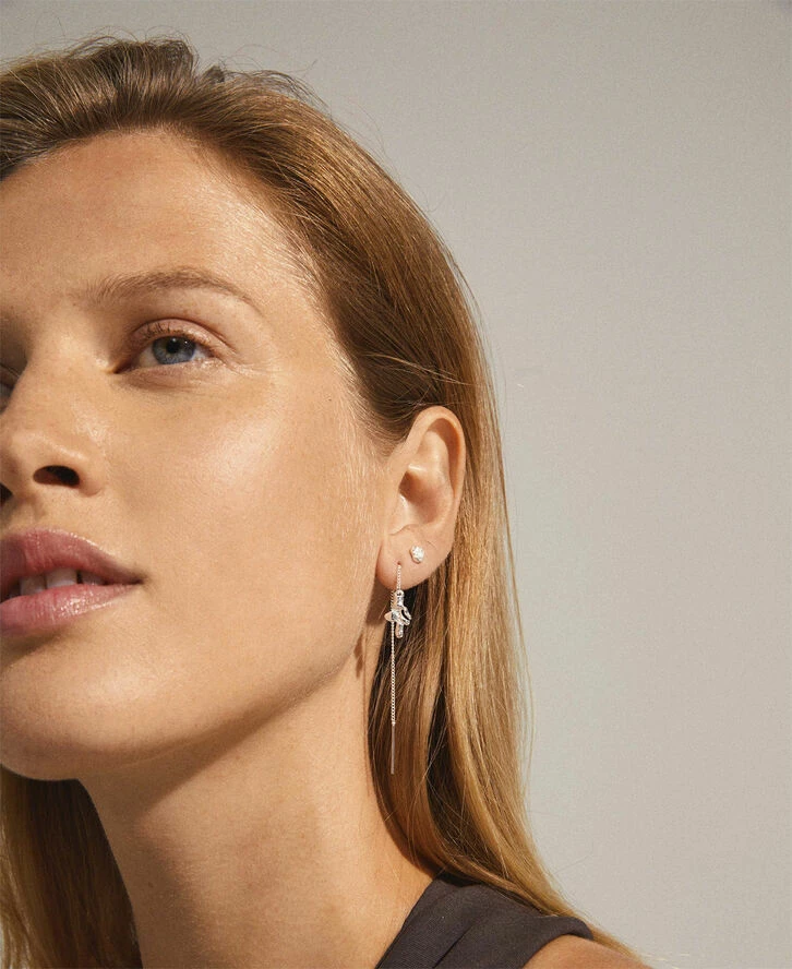 Pilgrim BLOSSOM Recycled Kæde øreringe 2-i-1 Sæt Sølvbelagt - Billede 3