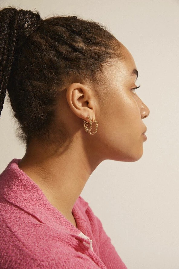 Pilgrim SOLIDARITY Recycled Large Bubbles Hoop Earrings Gold-plated - Billede 3