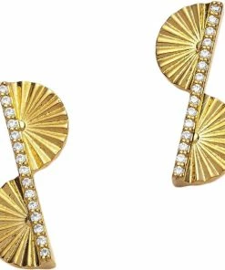 With Love Darling Fan Leaf Earring Brass