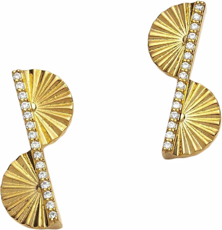 With Love Darling Fan Leaf Earring Brass