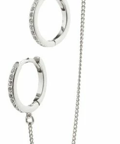 Pilgrim BLOSSOM Recycled Hoop øreringe Og Cuff 2-i-1 Sæt Sølvbelagt