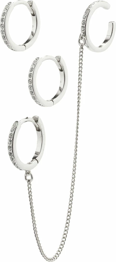 Pilgrim BLOSSOM Recycled Hoop øreringe Og Cuff 2-i-1 Sæt Sølvbelagt