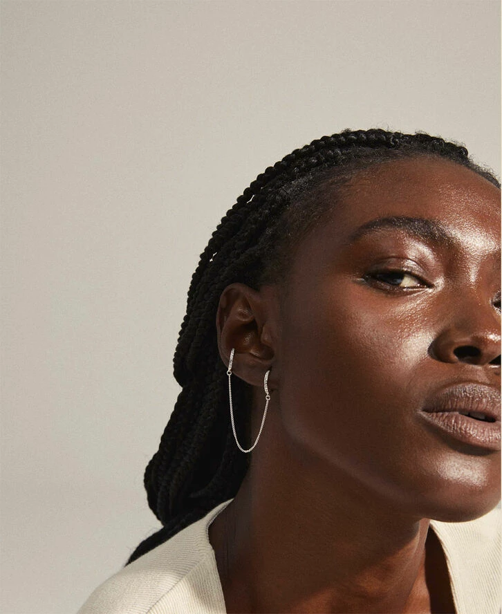 Pilgrim BLOSSOM Recycled Hoop øreringe Og Cuff 2-i-1 Sæt Sølvbelagt - Billede 3