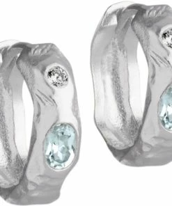 ENAMEL Copenhagen Hoops, Leonora White/Blue CZ