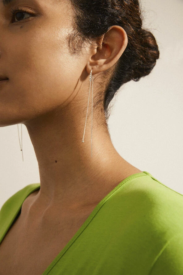 Pilgrim ANDREA Recycled Chain Crystal Earrings Silver-plated - Billede 2