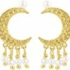 Hultquist White Moon Dust Earrings Gold