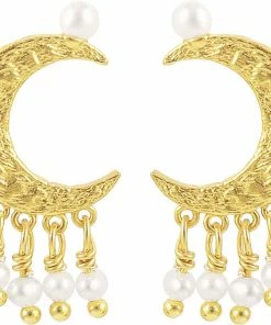 Hultquist White Moon Dust Earrings Gold