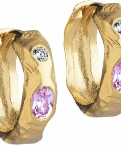 ENAMEL Copenhagen Hoops, Leonora Pink/White CZ