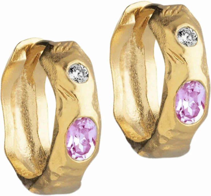 ENAMEL Copenhagen Hoops, Leonora Pink/White CZ