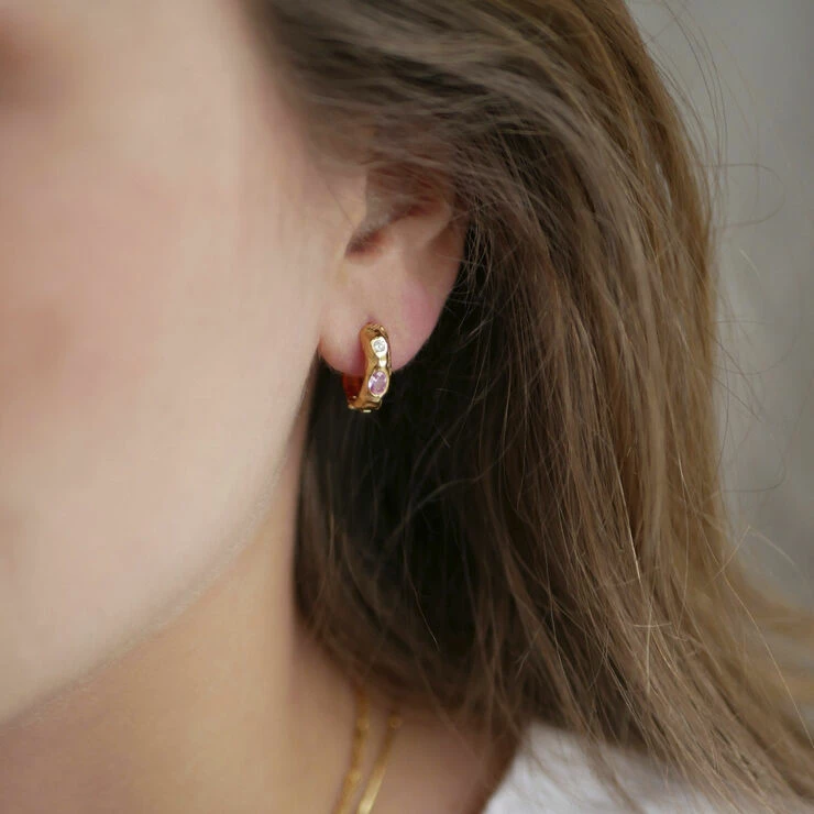 ENAMEL Copenhagen Hoops, Leonora Pink/White CZ - Billede 2