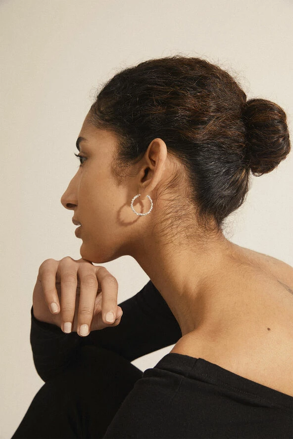 Pilgrim SOLIDARITY Recycled Large Bubbles Hoops Silver-plated - Billede 3