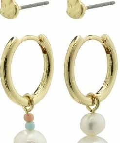 Pilgrim ENERGETIC Ferskvandsperle øreringe 3-i-1 Sæt Guldbelagt