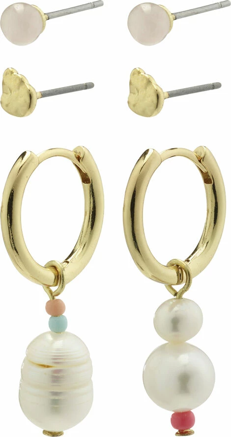 Pilgrim ENERGETIC Ferskvandsperle øreringe 3-i-1 Sæt Guldbelagt