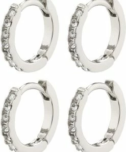 Pilgrim FRIENDS Crystal Huggie Hoops, 2-in-1 Set, Silver-plated
