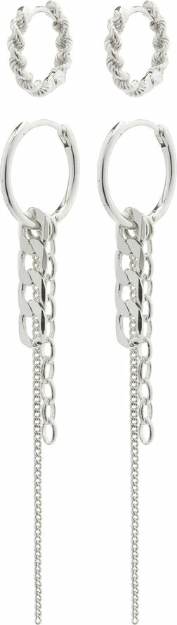 Pilgrim EUPHORIC Hoop øreringe 2-i-1 Sæt Sølvbelagt