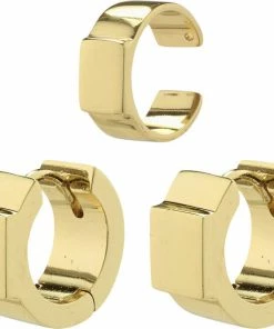 Pilgrim FRIENDS Wide Chunky Hoop Earrings And Cuff, Gold-plated