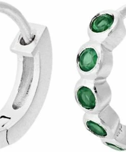 Pernille Corydon Jewellery Hope Huggies, Green Chalcedony Size 9 Mm