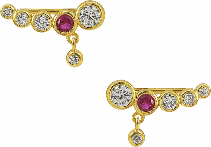 Hultquist Ruby Crossoint Earstick Gold