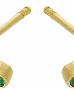 Pernille Corydon Jewellery Hope Earsticks, Green Chalcedony Size 7 Mm