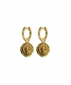 Hultquist Lions Head Earrings Gold